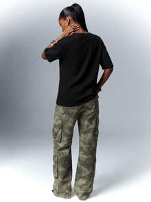 Elaire Round Neck Casual Sexy Short Sleeve T-Shirt, Suitable For Spring To Summer Holiday Golf Pastal - Black - View 2