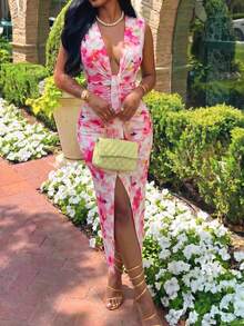 Slaydiva Mùa xuân mới, Lễ hội âm nhạc mùa xuân và mùa hè, Ngày lễ tình nhân, Lễ Phục sinh, Mùa cưới, Mùa lễ hội, Kỳ nghỉ biển, Thường ngày, Thanh lịch, Đi làm, Mặc hàng ngày, Trang phục công sở, Kỳ nghỉ, Tiệc tùng, Du thuyền, Tiệc tùng, Cơ bản, Hẹn hò hàng ngày, Cổ chữ V sâu, Không tay, Thiết kế xoắn, Xẻ tà cao, Váy ôm sát, Váy in hoa hồng trắng, Váy dài cho nữ -Z - Nhiều màu - Xem 5
