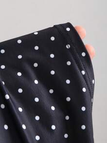 Sweetra 2pcs/Set Women's Fashionable Elegant Versatile Polka Dot Print Lace Patchwork Ruffle T-Shirt - Multicolor - View 7