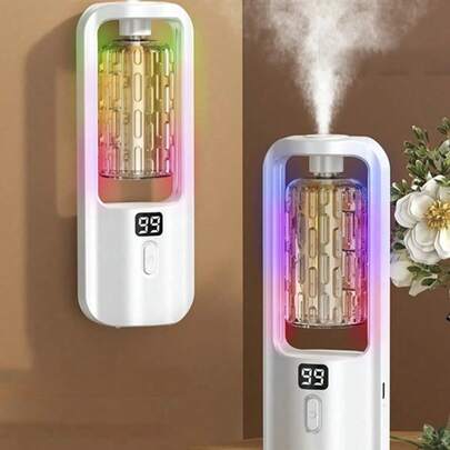 Teckwe Rechargeable Automatic Aroma Diffuser, Hotel Essential Oil Diffuser, Long-Lasting Room Fragrance Mist, Office Air Freshener - 5 Adjustable Modes, 6 Essential Oil Scents (Rose, Jasmine, Lemon, Sandalwood, Oud, Neroli), 7-Color Mood Light(300mAh Lithium Battery)