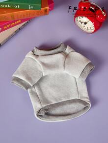 FRIENDS X 1pc Afternoon Tea Coffee Love Printed Pet Grey Thick Warm Pet Clothes No Hat - Grey - View 8