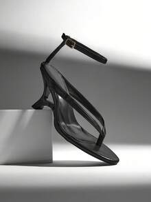 SHUZIA Women's Comfy Minimalist Ankle Strap Thong Wadge Sandals - Black - View 7