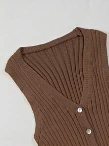 Áo vest nữ dáng ôm, tối giản, màu vàng nhạt, cổ chữ V, thanh lịch, dễ phối đồ, thích hợp cho công sở. - màu nâu - Xem 7