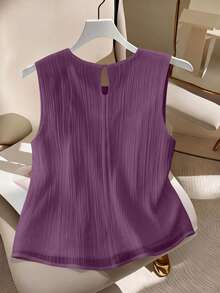 GlowEve CURVE Plus Size Casual Solid Color Tank Top, Summer - Purple - View 2