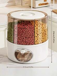 1 pieza Cubo de almacenamiento de granos y cereales con rotación de 360°, con función a prueba de insectos y humedad, y diseño sellado para uso doméstico - Gris Claro - Ver 2