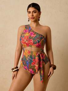 Travachic Bộ jumpsuit nữ cỡ lớn in hoa, kiểu cổ yếm, hở lưng, buộc dây phía trước, thích hợp cho đi biển, du lịch trên tàu biển. - Nhiều màu - Xem 7