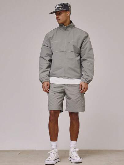Musero Chaqueta con cremallera ligera y resistente al agua, con cuello de embudo y recortada, de marca, solo parte superior, esencial para primavera, verano y vacaciones