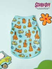 SCOOBY-DOO X PETSIN 2pcs Brown Puppy Flower & Car Print Pet Top, Ultra Soft Skin-Friendly Fabric, Breathable And Lightweight, Helps Reduce Shedding, Keeps Your Pet Cool And Comfy For Daily Wear Or Outdoor Play - Multicolor - View 7