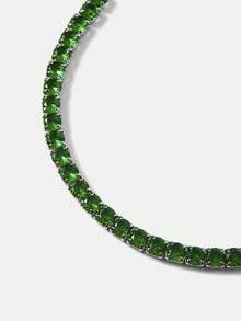 MOTF PREMIUM Pulsera elegante de plata chapada con diamante verde - Verde - Ver 4