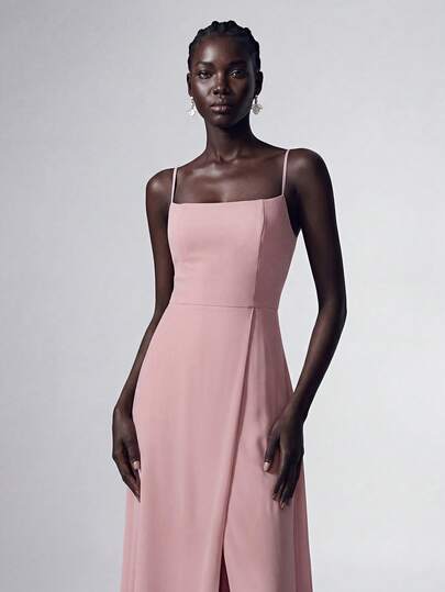 Elitara Elegant, Wedding Guests, The Summer And Spring Halter-Style Split Pleated Skirt Dress For Bridesmaids Is Both Elegant And Sexy. It Is Suitable For Formal Banquets, Graduation Ceremonies, And Dinner Parties, Etc. This Dress Is Made Of Luxurious Summer Fabrics And Features A Cinched Cup Design. It Has A Waistline Design And An Opening Design, And Is Suitable For Dates, Single Parties, Weddings, And Large Formal Banquets. It Is Also A Simple Wedding Gown, Suitable For Wedding Guests To Wear. Cross-Back Open-Back Split Strap Bridesmaid Dress, Elegant Wedding Bride Dress, Bridesmaid Dress