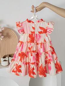 SHEIN Vintaside Kids 1 chiếc đầm mùa hè mới cho bé gái, họa tiết hoa, nơ trang trí, thích hợp cho mùa xuân, hè, thu, mặc thường ngày, đi nghỉ mát, dự tiệc, đi biển. - Nhiều màu - Xem 2