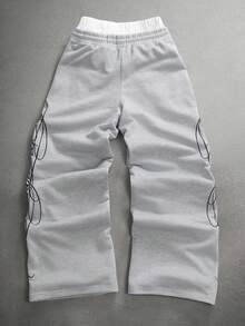 STYNVO Men's Casual Sports Printed Contrast Color Drawstring Waist Sweatpants - Grey - View 2