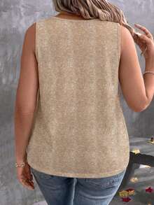 EMERY ROSE Nueva llegada Camiseta de tirantes con estampado en capas y cuello en V para mujer de talla grande, versátil y de moda - Multicolor - Ver 2