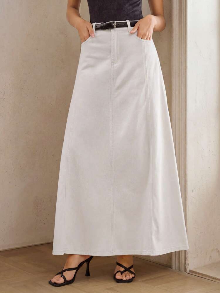 Women's New Casual Vacation Style White Jeans Skirt