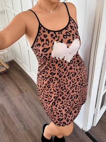 Dream Adore Heart & Leopard Print Plus Size Camisole - Multicolor - View 4