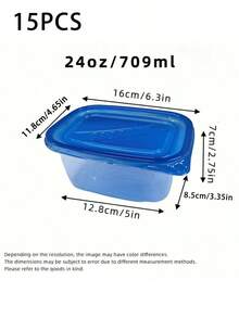 5/10/15/25PCS Transparent Plastic Food Storage Containers With Blue Lids - Stackable, Reusable, Ideal For Kitchen Organization - Suitable For Grains, Meats, Fruits And Vegetables - Dishwasher And Microwave - Multicolor - View 14