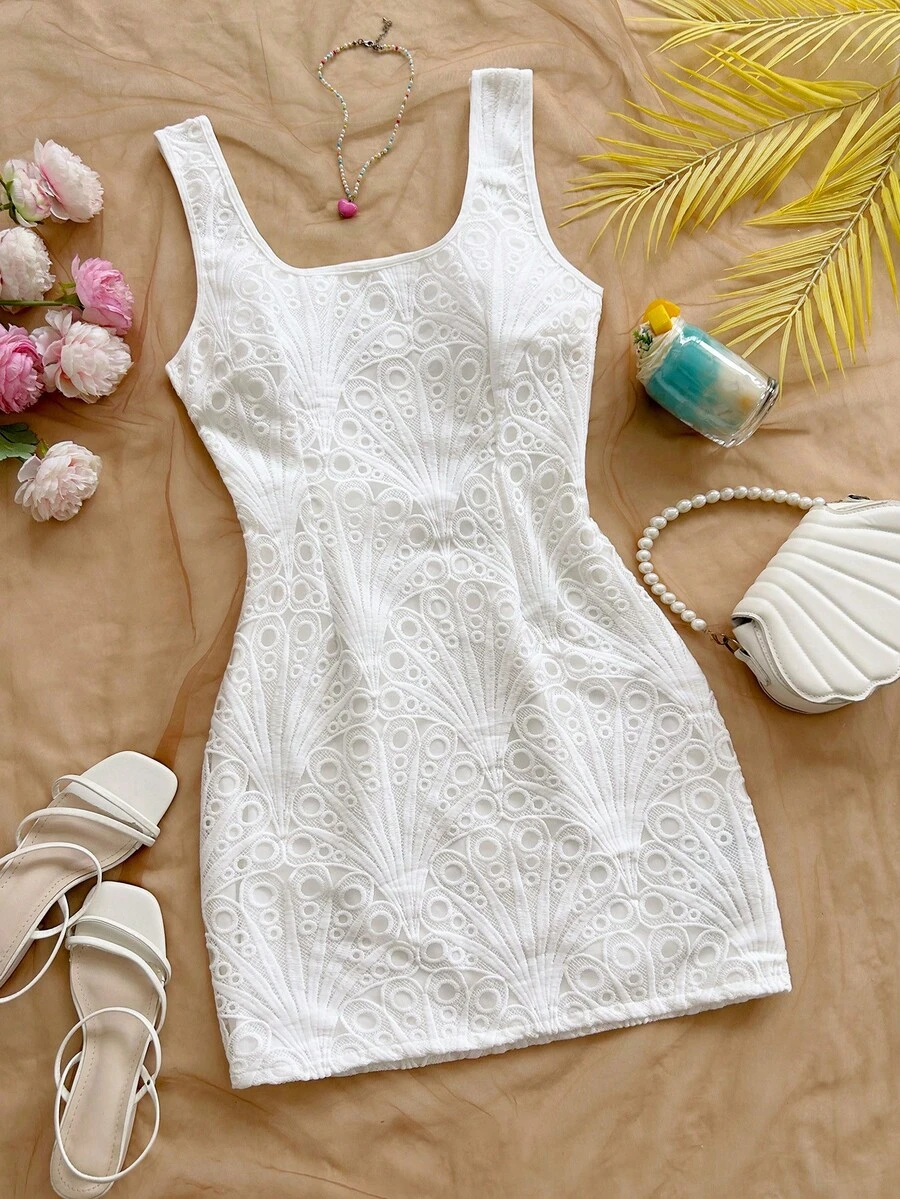 Soleia Women's Solid Color Minimalist Sleeveless Mini Dress - White - View 1