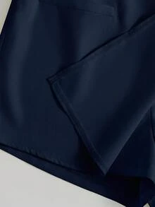 Franclia French Elegant Solid Color Decorative Belt Shorts, Light Yellow, Suitable For Work, Commute, Party, Casual, Summer Occasions, Women's Summer Shorts - Navy Blue - View 5