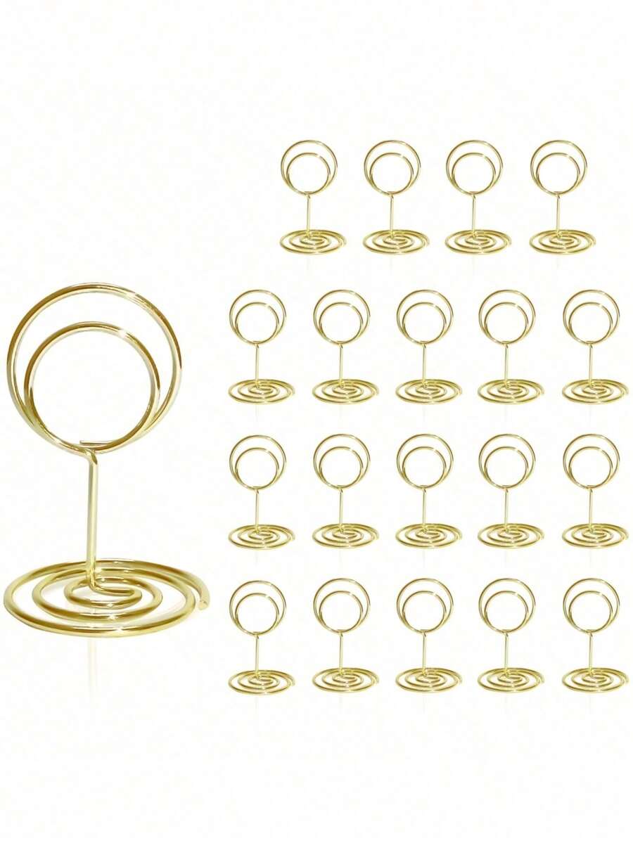 1/5/20 件不锈钢桌号架 - 2 英寸迷你餐桌摆设桌号架，适用于婚礼、派对、生日、会议、毕业典礼、招待会、餐厅、家居装饰、办公室备忘录、圣诞节 - 银色 - 銀色 - 查看 1