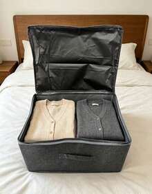 1PC Foldable Home Storage Box, Flip-Top Clothes Organizer, Multi-Function Dual Zipper Large File Storage Box, Oxford Cloth Drawer-Style Clothing Storage Box, For Storing Jeans, Sweaters, Etc. Suitable For Autumn Decor, Holiday Decor, Room Decor, Bedroom Decor, Closet Decor, Storage Bag, Storage Box, Storage Drawer - Multicolor - View 5