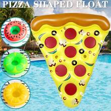 Flotteur géant en forme de pizza avec 2 porte-gobelets intégrés - Flotteur de piscine gonflable pour fête d'été, lac et plage - article unique - Voir 3