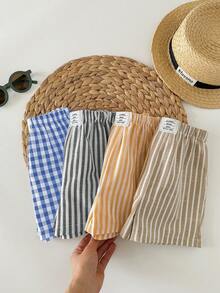 SHEIN 4pcs/Set Unisex Baby Elastic Waist Striped Shorts, Cute Summer Vacation Versatile Shorts, Beach Pants Multi-Pack - Multicolor - View 6