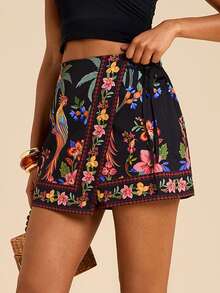 SHEIN TRVLCHIC Quần short dệt in họa tiết dành cho nữ, thích hợp cho kỳ nghỉ xuân/hè. - Nhiều màu - Xem 5