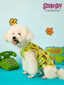 SCOOBY-DOO X PETSIN 2件裝粉色可愛小狗與骨頭印花寵物背心，親膚透氣、防掉毛，柔軟聚酯纖維，讓您的毛茸茸好友保持涼爽乾淨，適合日常穿著、玩耍或單純展現可愛 - 彩色 - 查看 14
