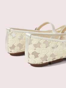 CUCCOO DOLLMOD Women's Shoes Fashion Round Toe Flower Embroidery Word With Mary Jane Flats Cute And Sweet Spring Shoes - Sakura Apricot - View 6
