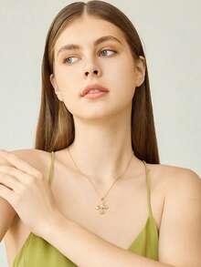 MOTF PREMIUM PRE18K镀金花朵白色宝石精致气质项链 - 金黃色 - 查看 9