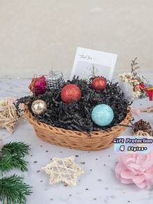 1pc, 20g, 30g, 50g, 100g, Gift Wrapping Filling Paper Silk, Suitable For Wedding Valentine's Day Halloween Father's Day Mother's Day Party Decoration, Pleated Silk Shredded Paper Silk Raffia Fragile Gift Protection - Pleated Black - View 4