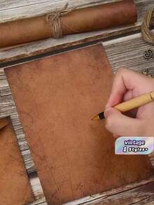 60 piezas Conjunto de papelería vintage y sobres, papel de carta A5 Kraft y sobres que incluyen papeles de cartas antiguas, sobres Kraft, accesorios retro, cuerdas, para Acción de Gracias, San Valentín, cartas de amor, invitaciones, etc. de vuelta al colegio - Marrón - Ver 3