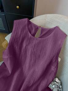 GlowEve CURVE Plus Size Casual Solid Color Tank Top, Summer - Purple - View 4