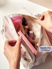 SHEIN 1PC Multi-Functional Hanging Makeup Bag, Storage Bag, Large Capacity, Convenient To Carry Christmas For Holiday Gift Giving,Boho Vibes - Beige - View 5