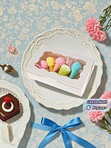 SHEIN 20 PIEZAS/10 PIEZAS/1 PIEZA Caja de pastel con ventana, caja de galletas con ventana, caja de pan, caja de pastel, caja de pretzels, adecuada para boda, baby shower, fiesta, Navidad - Multicolor - Ver 8