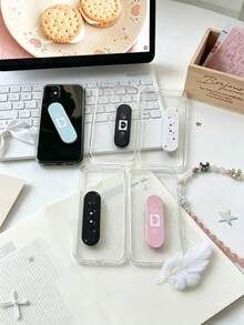 Muroi Mono Creative Love Label Push Pull Adhesive Tape Stand, Adhesive Tape Stand, Phone Case Adhesive Cute Slouchy Desktop Phone Stand, Cross Love Decoration, Push Pull Adhesive Tape Phone Stand, Soft Rubber Cartoon Style, Suitable For Home, Bedroom, Living Room And Office Storage Decoration, Suitable For Office Workers, Students, Returned Students, Suitable For Mother's Day, Father's Day, Teacher's Day And Other Holiday Gifts. - Multicolor - View 3
