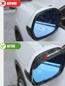 2 piezas Visera de espejo retrovisor de coche de fibra de carbono - Protector contra la lluvia y la nieve, deflector anti-lluvia para conducción en todo tipo de clima, accesorios de automóvil - A - Ver 5