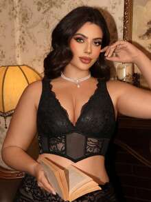 Áo ngực ren không gọng cỡ lớn - màu đen - Xem 4