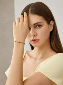 MOTF PREMIUM Vòng tay mạ vàng 18K đính đá quý nhiều màu sắc, hình học, đơn giản và tinh tế. - Vàng - Xem 9