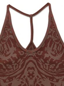 SHEIN 1pc Brown Moisture-Wicking Racerback Sports Tank Top,Summer Athleisure Gym Sweat-Absorbent Seamless Sleeveless Workout Yoga Basic Tank Top - Multicolor - View 4
