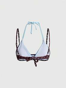 ROMWE Avant Bộ đồ bơi nữ 2026, áo bikini hai mảnh hở lưng phối màu chấm bi gợi cảm, thích hợp cho ngày Valentine, đi biển, nghỉ dưỡng, du lịch ngoài trời mùa hè. - Màu Khaki - Xem 8