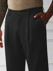 HUEFORM Men's Old Money Black Autumn Classy Smart Office Casual Relaxed Fit Wide Leg Pants,Wrinkle-Resistant Versatile Basic Trousers With Side Pockets - Black - View 6
