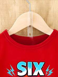 SHEIN 2pcs/Set Toddler Boys' Creative Graphic 67 Building Block & Lightning Bolt Letter Print Short Sleeve T-Shirt And Shorts,Summer,School,Back-To-School - Multicolor - View 4