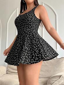 GalTyme Bộ áo liền quần họa tiết hoa nhí cỡ lớn dành cho nữ, có túi, thích hợp cho mùa hè. - Nhiều màu - Xem 3