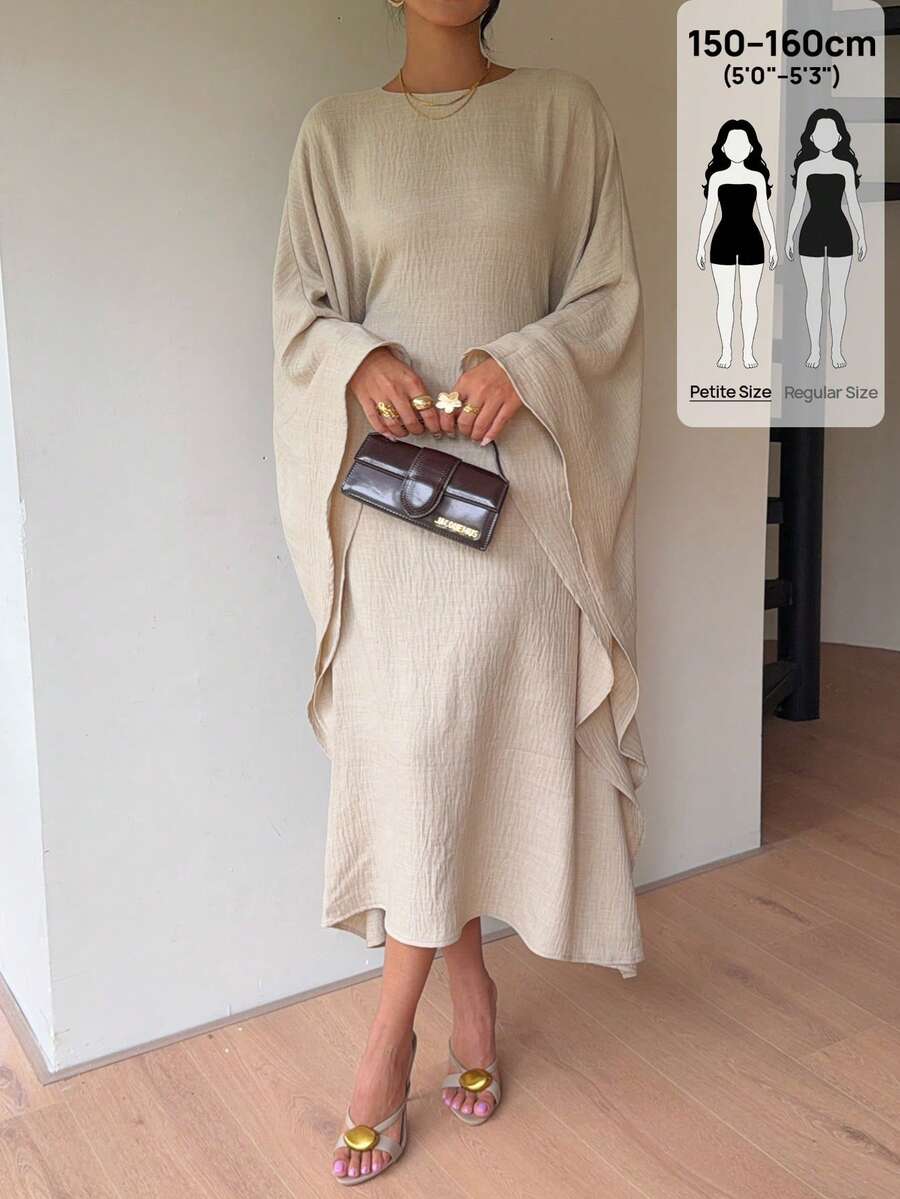 Siren Gaze Petite Áo choàng liền thân thanh lịch, nhỏ nhắn dành cho nữ, thích hợp cho mùa xuân/hè. - Màu be - Xem 1