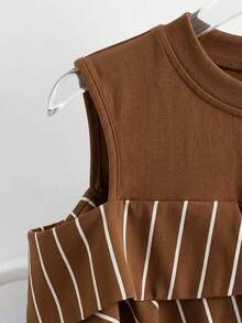 GlowEve Striped 2 In 1 Shirt Vacation Outfits For Women - Brown - View 3