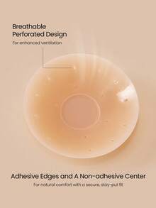 GLOWMODE 1 Pack Silicone Thin Seamless Adhesive Edge Non-Adhesive Center Reusable Nipple Covers Pasties Daily Casual Wear - Almond - View 4