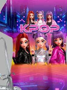 SHEIN Đầm ngắn tay tối giản, họa tiết hoạt hình cô gái K-POP, màu ombre neon rực rỡ, thích hợp mặc hàng ngày, đi chơi hoặc đi nghỉ mát vào mùa xuân/hè. - Nhiều màu - Xem 7