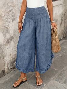 EMERY ROSE Women's Casual Ruffled Hem Pants For Summer - Blue - View 5