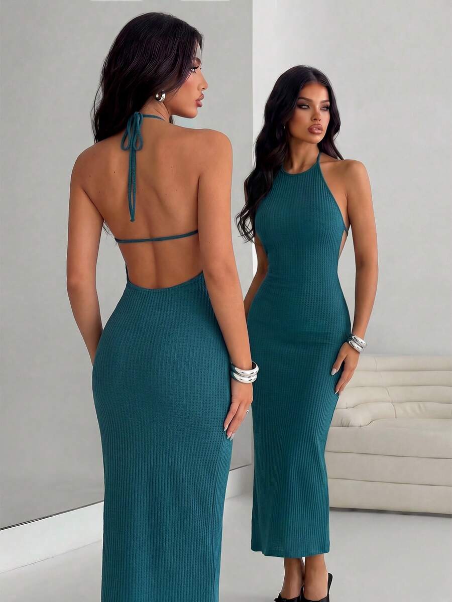 Avantive Women's Pastal Sexy Fitted Dress, Elegant Summer Dress, Backless Long Dress,Date Golf Vacation Dress